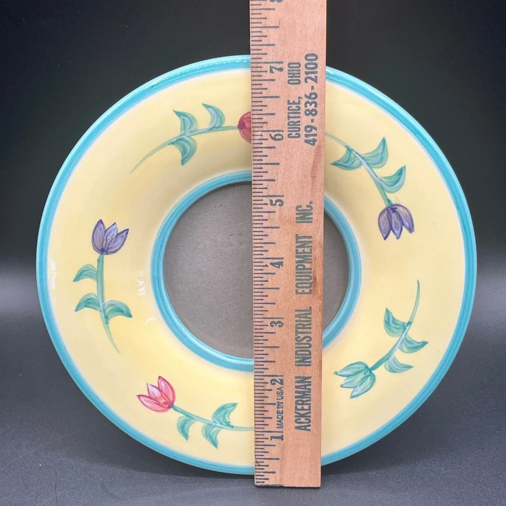 Vtg 1999 Burnes of Boston Ceramic Floral Tulip‎ Picture Frame Hand Painted 7